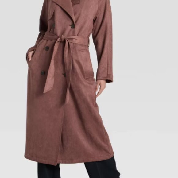 Women's Faux Suede Trench - Picture 3 of 4